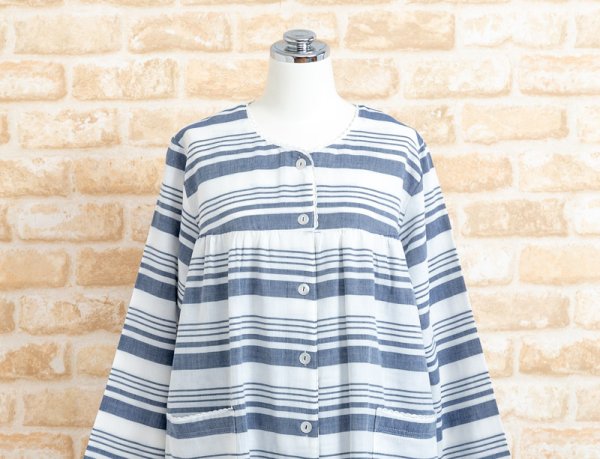 画像7: ガーゼパジャマ レディース 春秋 肌に優しい綿100％ランダムボーダー　入院準備　母の日　Sサイズ　LLサイズ (7)