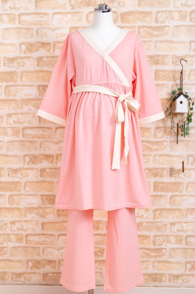 画像6: マタニティ パジャマ　柔らかいレーヨン天竺ニット地　カシュクールタイプ　七分袖　秋・早春向き　授乳　ルームウェア　産前　産後 (6)