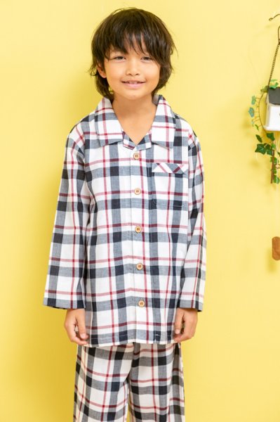 画像2: パジャマ 男の子 長袖 春 秋 肌に優しいさらっとした綿100％　130cm/140cm/150cm/160cm 前開き お泊り学習　林間学校　修学旅行【男児用・子供用】【長袖・長パンツ】 (2)