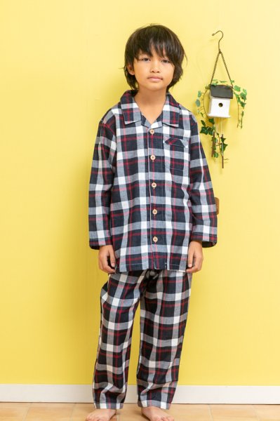 画像3: パジャマ 男の子 長袖 春 秋 肌に優しいさらっとした綿100％　130cm/140cm/150cm/160cm 前開き お泊り学習　林間学校　修学旅行【男児用・子供用】【長袖・長パンツ】 (3)