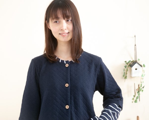 画像5: 肌に優しい綿100％中わたニットキルト 長袖 前開き ワンピース　冬向き　ネグリジェ　部屋着　ルームウェア　ナイトウェア　レディース　パジャマ【LLサイズ】【Sサイズ】あり (5)