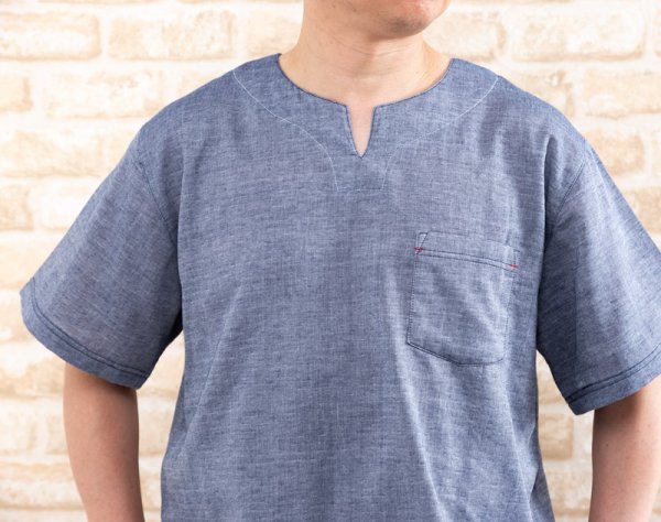 画像3: メンズ パジャマ 夏 肌にやさしい綿100％柔らかいダブルガーゼを使用 半袖かぶりタイプ ハーフパンツ（前開き）父の日 ナイトウェア ルームウェア M/L/LL/3L/4L (3)