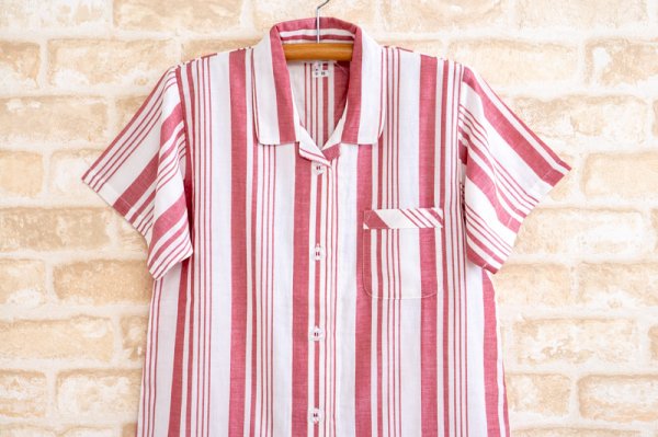 画像7: ペアパジャマ半袖 綿100%ダブルガーゼストライプ【半袖・長パンツ】【盛夏向き商品】【メンズ・レディース前開きパジャマ】【送料無料】【ブライダルギフト】【結婚祝い】【ギフトパジャマ】【父の日】【母の日】 (7)