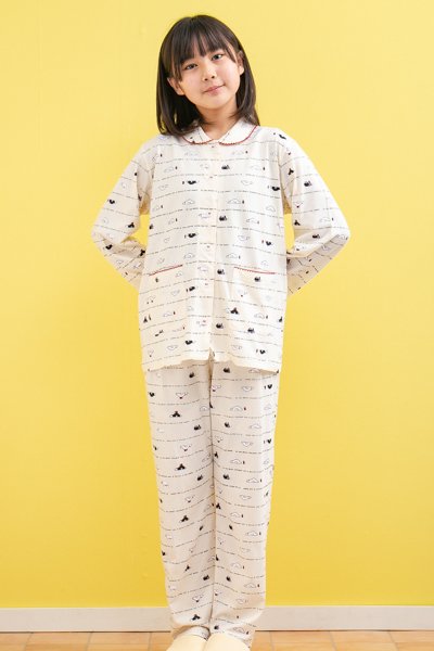 画像3: 肌にやさしい綿100％　パジャマ　キッズ　女児　長袖　やや薄い天竺ニット地の白くま柄　130　140　150　160　お泊り学習　林間学校　ルームウェア　子供 (3)
