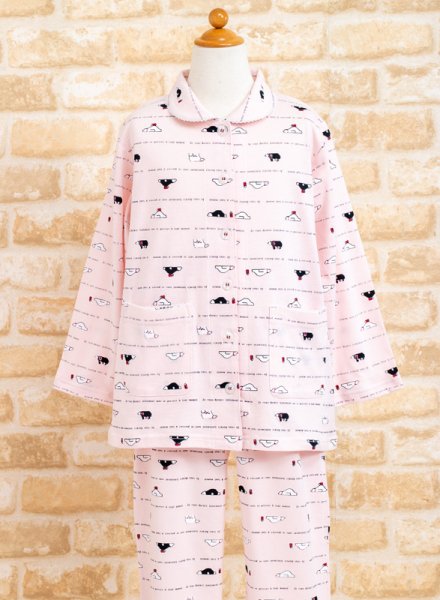 画像8: 肌にやさしい綿100％　パジャマ　キッズ　女児　長袖　やや薄い天竺ニット地の白くま柄　130　140　150　160　お泊り学習　林間学校　ルームウェア　子供 (8)