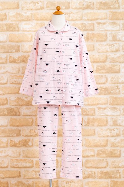 画像10: 肌にやさしい綿100％　パジャマ　キッズ　女児　長袖　やや薄い天竺ニット地の白くま柄　130　140　150　160　お泊り学習　林間学校　ルームウェア　子供 (10)