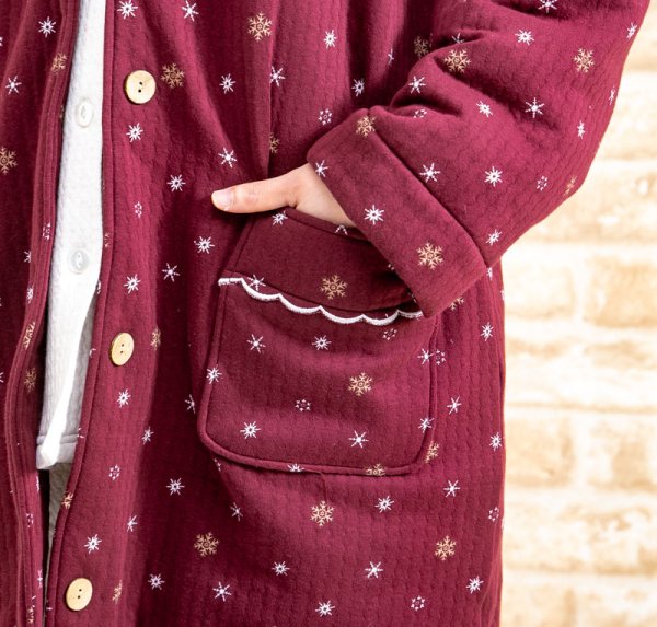 画像16: ガウン レディース ニットキルト裏地付き 結晶柄 (16)