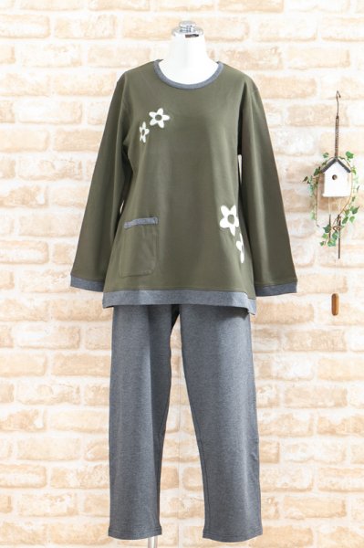 画像12: パジャマ レディース 春秋  綿100％スムースニット地 アップリケ　かぶりタイプ長袖　ナイトウェア　ルームウェア　母の日ギフト【Sサイズ】【LLサイズ】 (12)