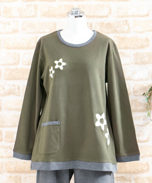 画像8: パジャマ レディース 春秋  綿100％スムースニット地 アップリケ　かぶりタイプ長袖　ナイトウェア　ルームウェア　母の日ギフト【Sサイズ】【LLサイズ】 (8)