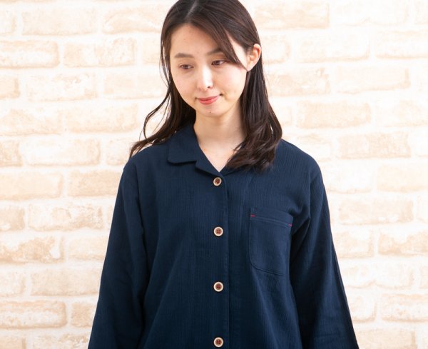 画像5: パジャマ レディース 春夏 柔らかい肌触りの綿100％楊柳ガーゼ地 前開き 長袖 ナイトウェア ルームウェア 部屋着 入院準備 母の日ギフト【Sサイズ】【LLサイズ】 (5)