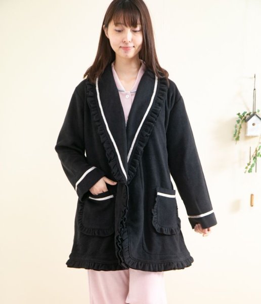 画像2: 暖かい フリース地 ガウン レディース 冬 ルームウェア パジャマ ナイトウェア 部屋着 羽織 (2)