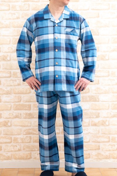画像3: パジャマ メンズ 秋冬 長袖 前開き 肌に優しい綿100%ネル地起毛チェック 【Sサイズ】【LLサイズ】【3Lサイズ】ナイトウェア ルームウェア 部屋着 入院準備 クリスマス (3)