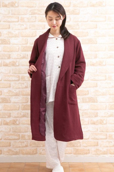 画像2: ガウン レディース サテン裏地付き 綿100％中わたニットキルト地を使用 秋冬向き 入院準備 ローブ 敬老の日 ギフト 婦人 (2)