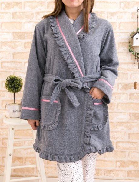 画像6: 暖かい フリース地 ガウン レディース 冬 ルームウェア パジャマ ナイトウェア 部屋着 羽織 (6)
