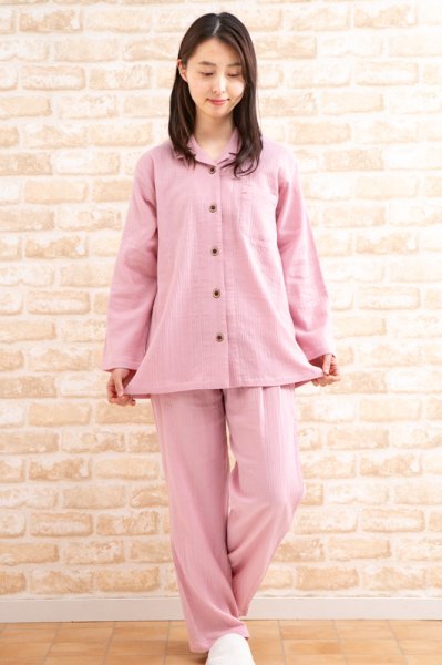 画像4: パジャマ レディース 春夏 柔らかい肌触りの綿100％楊柳ガーゼ地 前開き 長袖 ナイトウェア ルームウェア 部屋着 入院準備 母の日ギフト【Sサイズ】【LLサイズ】 (4)