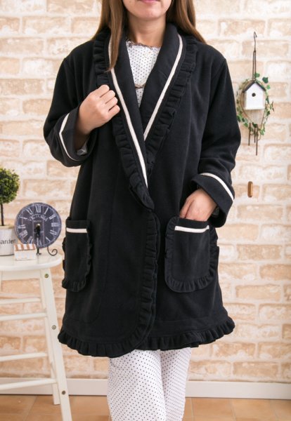 画像5: 暖かい フリース地 ガウン レディース 冬 ルームウェア パジャマ ナイトウェア 部屋着 羽織 (5)