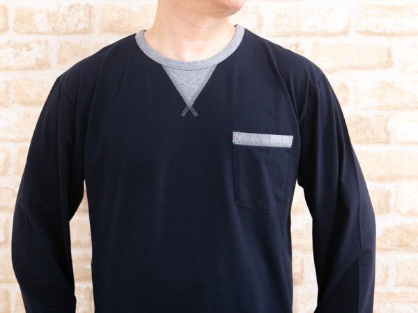 画像8: パジャマ メンズ 長袖 春秋 肌に優しい綿100% やや薄い天竺ニット無地かぶりタイプ 【LLサイズ】父の日 ナイトウェア ルームウェア (8)