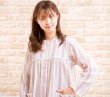 画像6: ワンピース  レディース 長袖 前開き サラッとして涼しく肌にやさしい綿100％楊柳ストライプ　盛夏向き ナイトウェア　ルームウェア　ネグリジェ　パジャマ　入院準備　マタニティパジャマに最適 (6)