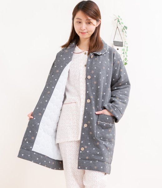 画像4: ガウン レディース ニットキルト裏地付き 結晶柄 (4)