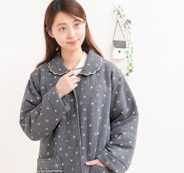 画像13: ガウン レディース ニットキルト裏地付き 結晶柄 (13)