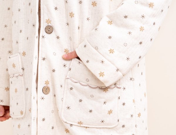 画像15: ガウン レディース ニットキルト裏地付き 結晶柄 (15)