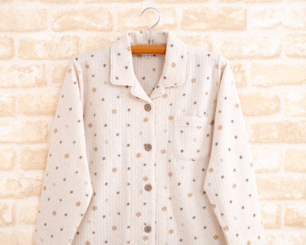 画像21: 大人気ペアパジャマ 綿100％ニットキルト地結晶柄プリント【長袖・長パンツ】【冬向き素材】 (21)