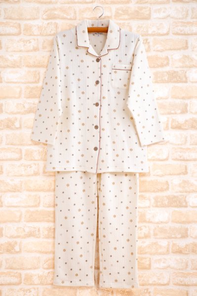 画像9: 大人気ペアパジャマ 綿100％ニットキルト地結晶柄プリント【長袖・長パンツ】【冬向き素材】 (9)