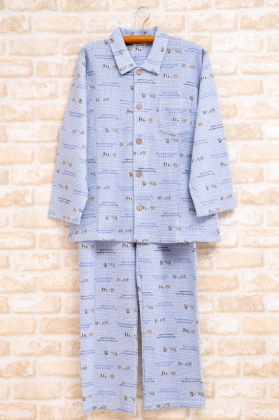 画像4: ペアパジャマ 肌にやさしい綿100％ニットキルト地ハリくん＆ワンちゃん 長袖 冬向き メンズ レディース カップル お揃い クリスマスギフト プレゼント 結婚祝い ナイトウェア ルームウェア (4)