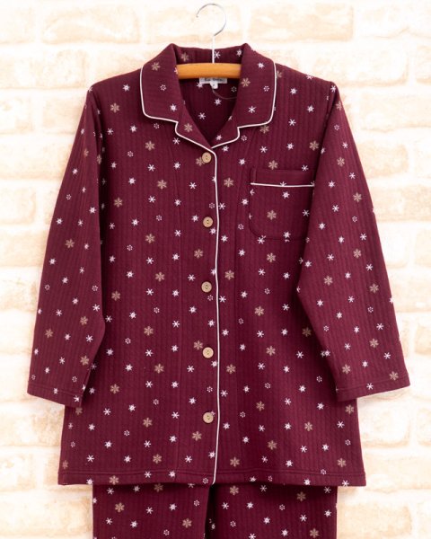 画像15: 大人気ペアパジャマ 綿100％ニットキルト地結晶柄プリント【長袖・長パンツ】【冬向き素材】 (15)