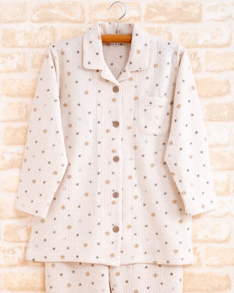 画像16: 大人気ペアパジャマ 綿100％ニットキルト地結晶柄プリント【長袖・長パンツ】【冬向き素材】 (16)