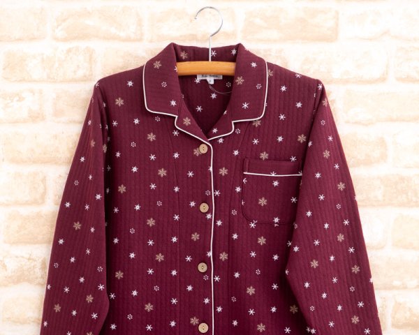 画像20: 大人気ペアパジャマ 綿100％ニットキルト地結晶柄プリント【長袖・長パンツ】【冬向き素材】 (20)