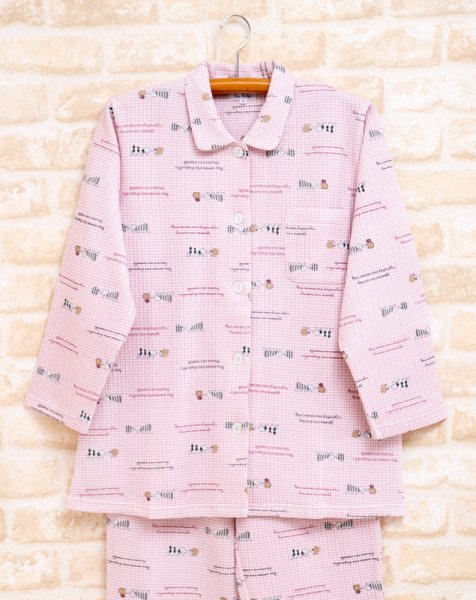 画像3: ペアパジャマ 肌にやさしい綿100％ニットキルト地ハリくん＆ワンちゃん 長袖 冬向き メンズ レディース カップル お揃い クリスマスギフト プレゼント 結婚祝い ナイトウェア ルームウェア (3)