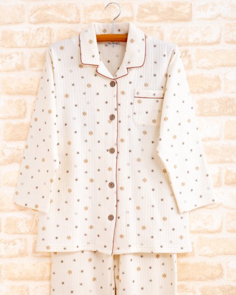 画像14: 大人気ペアパジャマ 綿100％ニットキルト地結晶柄プリント【長袖・長パンツ】【冬向き素材】 (14)