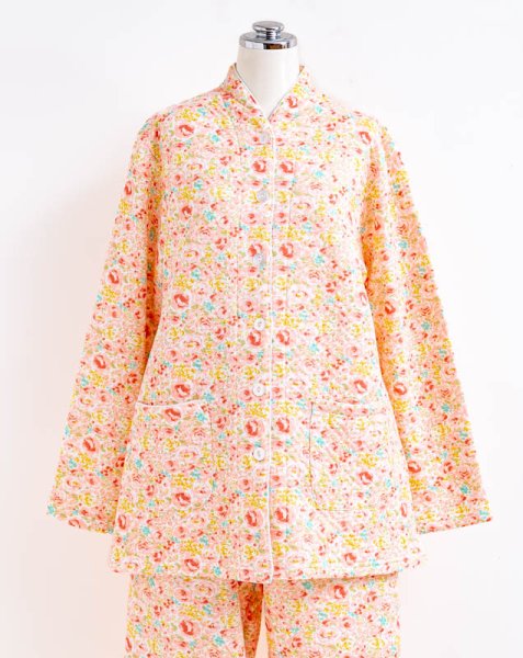 画像6: 暖かく肌にやさしい綿100％　中わたニットキルト地 前開きパジャマ レディース 冬 長袖 長パンツ ナイトウェア ルームウェア 入院準備 S/M/L/LL/3L/4L (6)