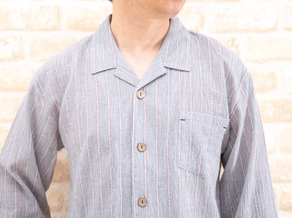画像6: パジャマ メンズ 春夏 長袖 前開き 肌にやさしい綿100％サラサラして軽くて涼しいソフトコットン地　ナイトウェア ルームウェア 父の日 入院準備 S/M/L/LL/3L (6)