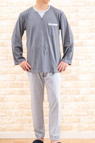 画像6: パジャマ メンズ 長袖 春秋 肌に優しい綿100% やや薄い天竺ニット無地かぶりタイプ 【LLサイズ】父の日 ナイトウェア ルームウェア (6)