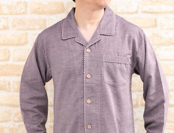 画像9: パジャマ メンズ 長袖　肌にやさしい綿100％ダブルガーゼ無地　春夏秋　前開き　S/M/L/LL/3L/4L (9)