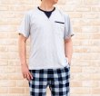 画像4: パジャマ メンズ 　綿100％ニット地半袖Tシャツタイプ+8分パンツはサラサラして涼しいソフトコットン地　ナイトウェア　ルームウェア S/M/L/LL/3L 父の日 (4)