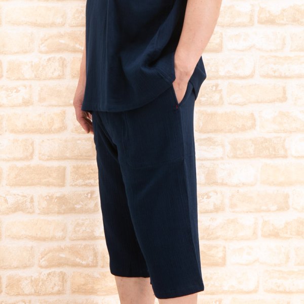 画像12: 肌にやさしい綿100％柔らかいダブルガーゼ　パジャマ メンズ 夏 上着ゆったり半袖かぶり七分パンツ　父の日ギフト　ナイトウェア　ルームウェア　S/M/L/LL (12)