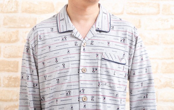 画像6: スリーパーパジャマ 肌にやさしい綿100%柔らかく滑らかな肌触りのスムースニット地わんちゃん柄 長袖 前開き 春秋向き M/L/LL/3L/4L (6)