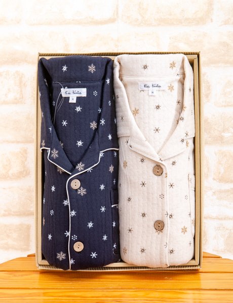 画像3: 大人気ペアパジャマ 綿100％ニットキルト地結晶柄プリント【長袖・長パンツ】【冬向き素材】 (3)