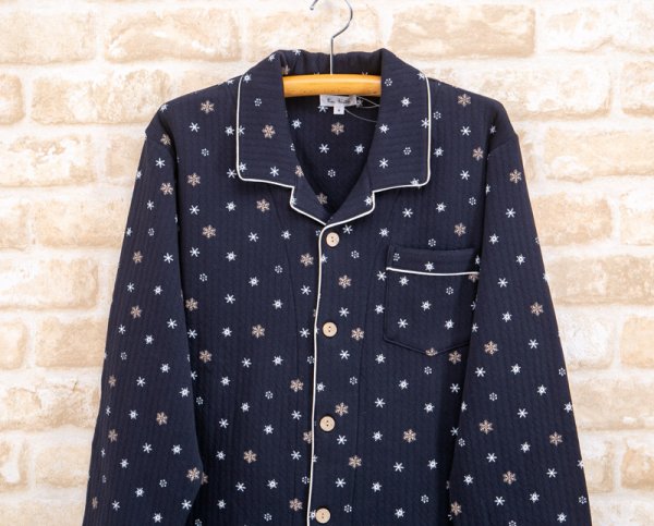 画像17: 大人気ペアパジャマ 綿100％ニットキルト地結晶柄プリント【長袖・長パンツ】【冬向き素材】 (17)