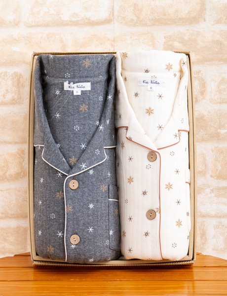 画像4: 大人気ペアパジャマ 綿100％ニットキルト地結晶柄プリント【長袖・長パンツ】【冬向き素材】 (4)