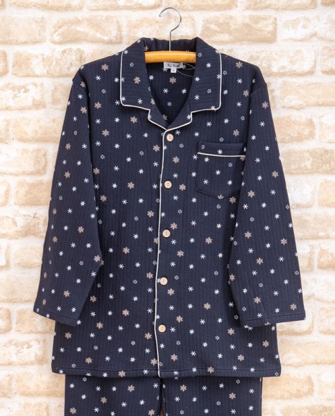 画像12: 大人気ペアパジャマ 綿100％ニットキルト地結晶柄プリント【長袖・長パンツ】【冬向き素材】 (12)