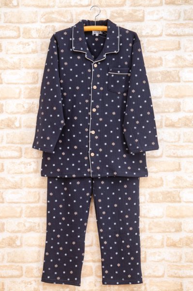 画像7: 大人気ペアパジャマ 綿100％ニットキルト地結晶柄プリント【長袖・長パンツ】【冬向き素材】 (7)