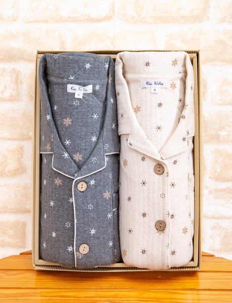 画像6: 大人気ペアパジャマ 綿100％ニットキルト地結晶柄プリント【長袖・長パンツ】【冬向き素材】 (6)