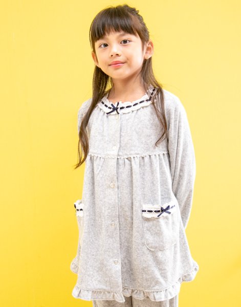 画像3: パジャマ キッズ 女児 前開き 長袖 春秋 柔らかい肌触りのパイル地 子供パジャマ ナイトウェア ルームウェア 130/140/150/160cm (3)