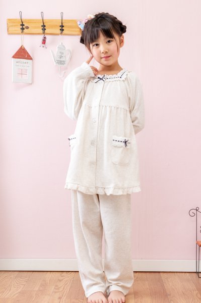 画像7: パジャマ キッズ 女児 前開き 長袖 春秋 柔らかい肌触りのパイル地 子供パジャマ ナイトウェア ルームウェア 130/140/150/160cm (7)