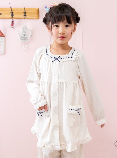 画像4: パジャマ キッズ 女児 前開き 長袖 春秋 柔らかい肌触りのパイル地 子供パジャマ ナイトウェア ルームウェア 130/140/150/160cm (4)
