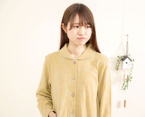 画像6: パジャマ レディース 春秋 肌にやさしく滑らかな肌触りの綿100％ニット地 前開き長袖シャツタイプ S/M/L/LL/3L 入院準備 ナイトウェア ルームウェア (6)